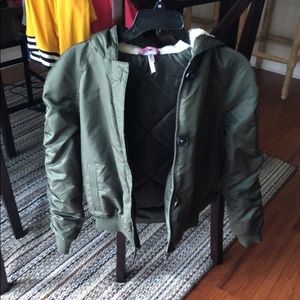 Pink Platinum Army Green Puffer Coat